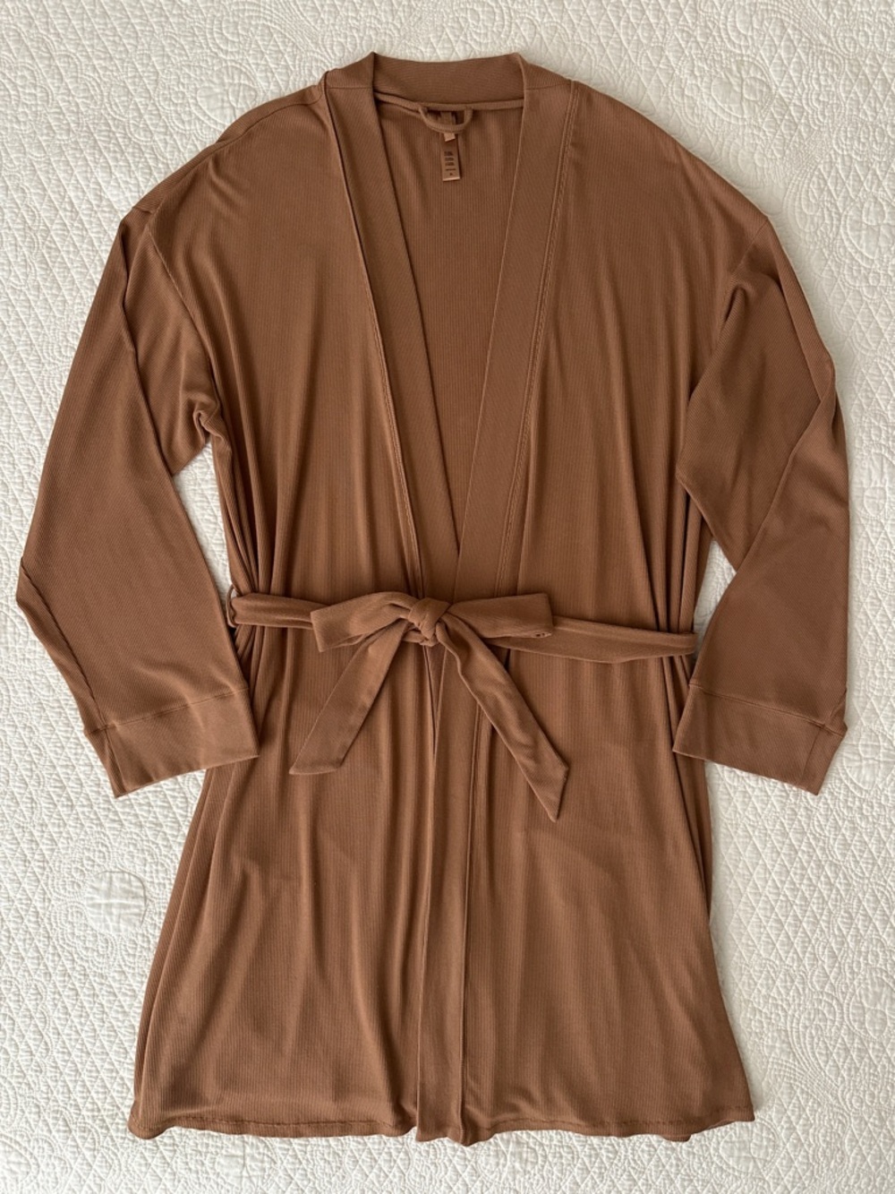 SKIMS Soft Lounge Ribbed Short Robe Camel Brown XL
